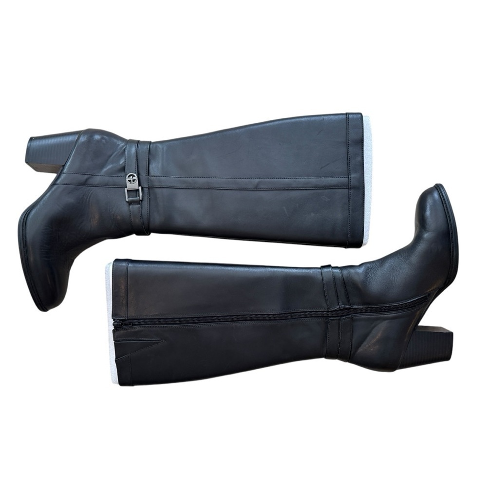 Gianni Bini Black Knee High Block Heel Boots Women’s 9.5M Leather Zip Side - Picture 5 of 10